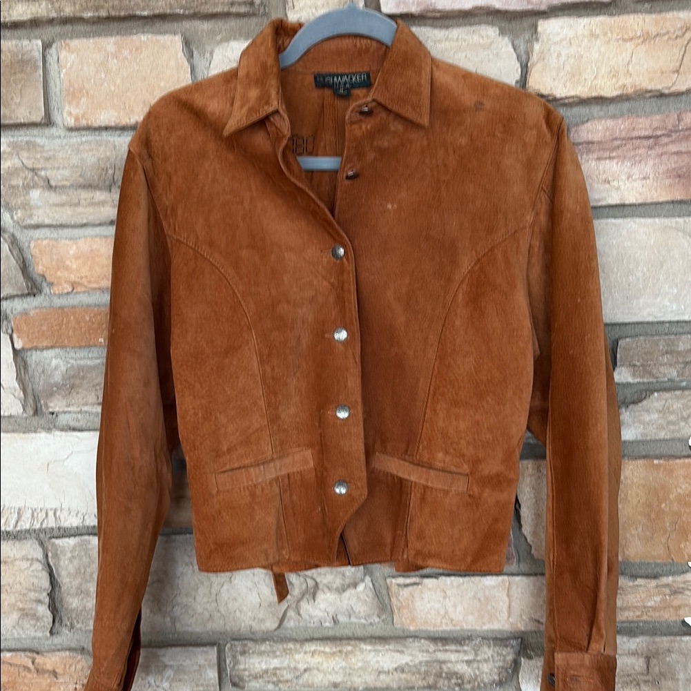 Vintage Suede Bomber Jacket In Rust Brown